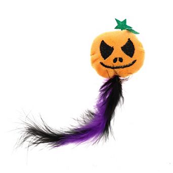 1 pc Smirking Pumpkin Cat Teaser Toys with Feather for Indoor