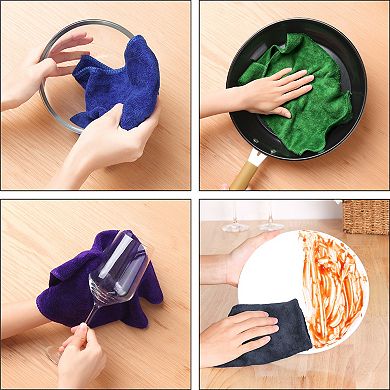12 Pack Microfiber Kitchen Towels Set, Thick Absorbent Dish Clothes Set 12" x 12"