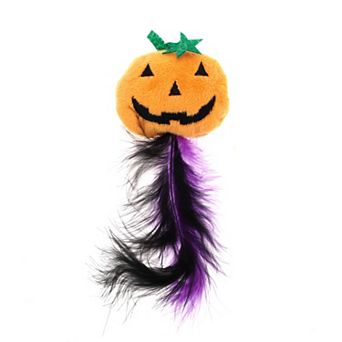 1 pc Grinning Pumpkin Cat Teaser Toys with Feather for Indoor
