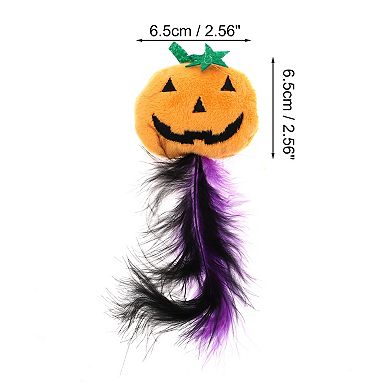 1 Pc Grinning Pumpkin Cat Teaser Toys with Feather for Indoor