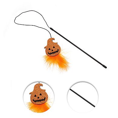 1 Pc Portable Pumpkin Pattern Cat Playing Rod for Indoor