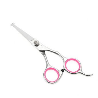 1 pc Round Head Dog Grooming Scissors for Pets Shop 5 in Silver Tone Pink