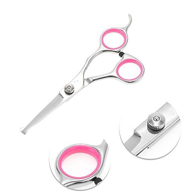 1 Pc Round Head Dog Grooming Scissors for Pets Shop 5 Inches Silver Tone Pink
