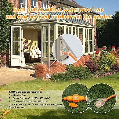 50FT Multi-Outlet Extension Power Cord 3 Prong