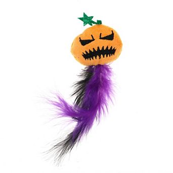 1 pc Devils Pumpkin Cat Teaser Toys with Feather for Indoor