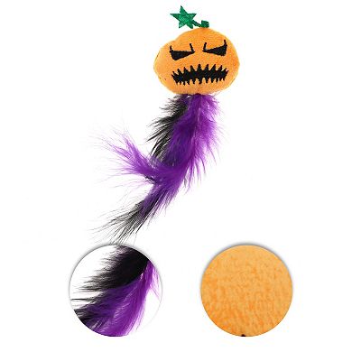 1 Pc Devils Pumpkin Cat Teaser Toys with Feather for Indoor