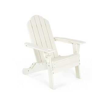 Foldable Weather Resistant Patio Chair With Built-in Cup Holder