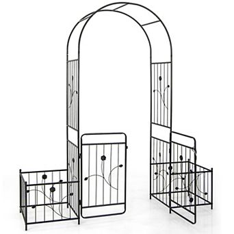 87 in Garden Arbor With Lockable Gate Side Planters-black