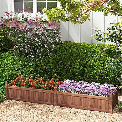 91 x 24 x 16 Inch Divisible Planter Box with Corner Drainage and Non-woven Liner-Brown