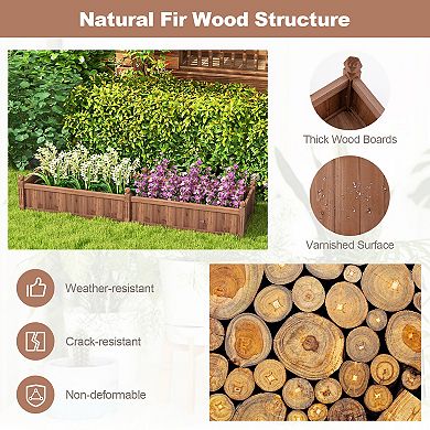 91 x 24 x 16 Inch Divisible Planter Box with Corner Drainage and Non-woven Liner-Brown