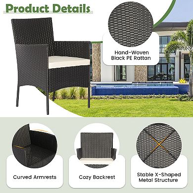 5 Pieces Outdoor Wicker Sofa Set With Coffee Table And 2 Ottomans