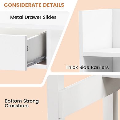 Home Office Computer Desk With Storage Shelves And Drawer, Ideal For Working And Studying