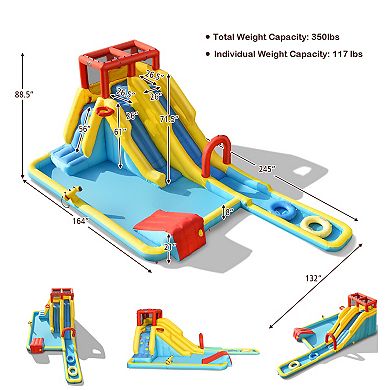 Inflatable Dual Slide Water Park Climbing Bouncer with 735W Air Blower