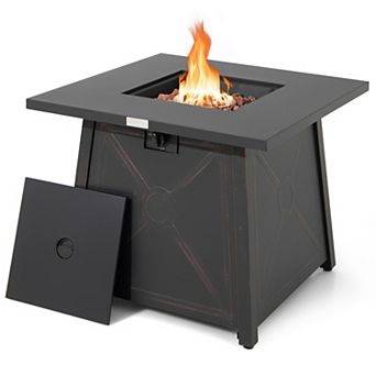 30-inch Square Propane Fire Pit Table With Waterproof Cover