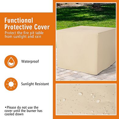 30-inch Square Propane Fire Pit Table With Waterproof Cover