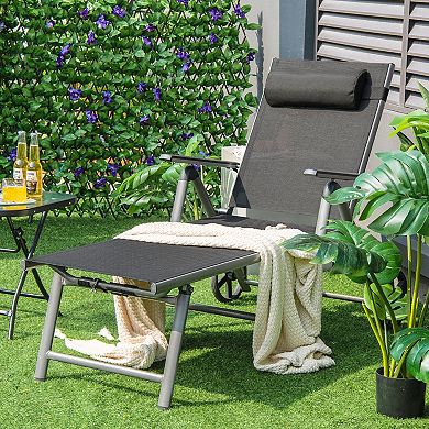 Adjustable Patio Folding Chaise Lounge Chair With Wheels