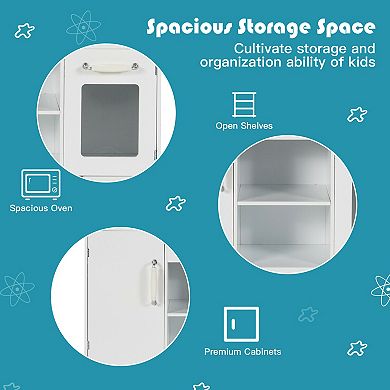 Kids Kitchen Playset Pretend Play Cooking Set with Vivid Faucet and Telephone