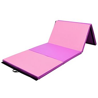 4 Feet x 10 Feet Thick Folding Panel Gymnastics Mat-Pink & Purple