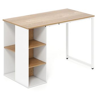 45 Inch Computer Desk with Five Side Storage Shelves and Solid Metal Frame