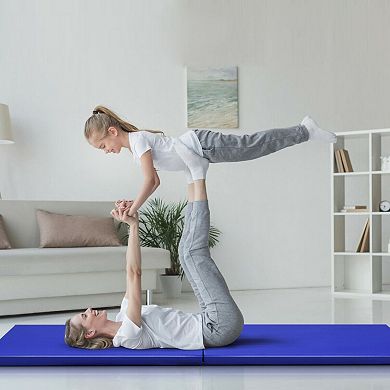 6 x 2 Feet Gymnastic Mat with Carrying Handles for Yoga-Blue
