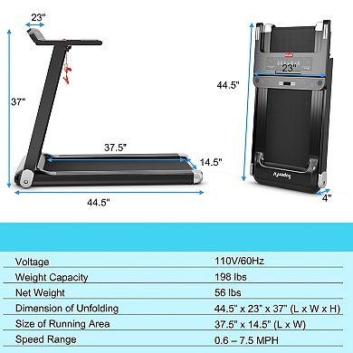 Folding Electric Compact Walking Treadmill With App Control Speaker-silver