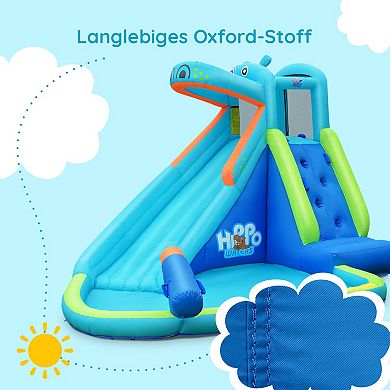 Inflatable Water Pool with Splash and Slide Without Blower