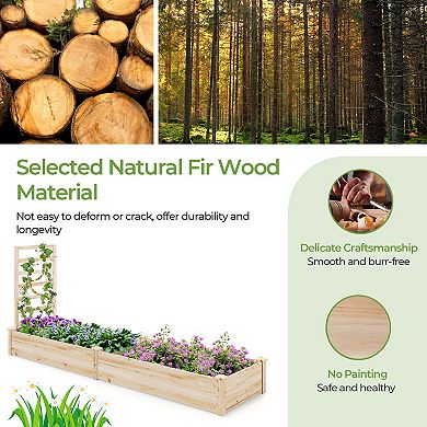 Raised Garden Bed with Planter Box and Trellis-Natural