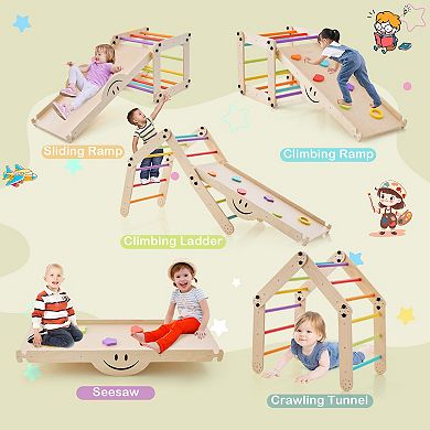 Climbing Triangle Ladder Toy Indoor Jungle Gym with Reversible Ramp