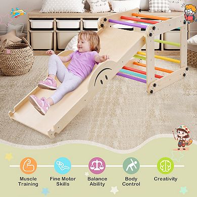 Climbing Triangle Ladder Toy Indoor Jungle Gym with Reversible Ramp