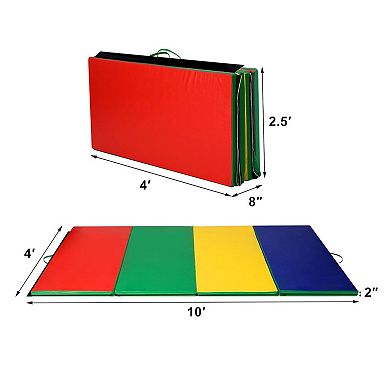 4 Feet x 10 Feet Thick Folding Panel Gymnastics Mat-Color