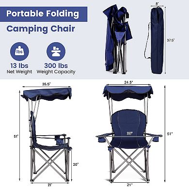 Portable Folding Beach Canopy Chair With Cup Holders