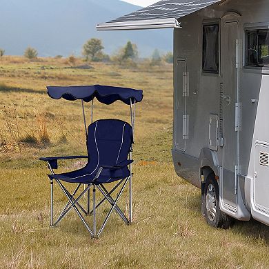 Portable Folding Beach Canopy Chair With Cup Holders