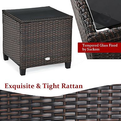 3 Pieces Rattan Patio Furniture Set With Washable Cushion