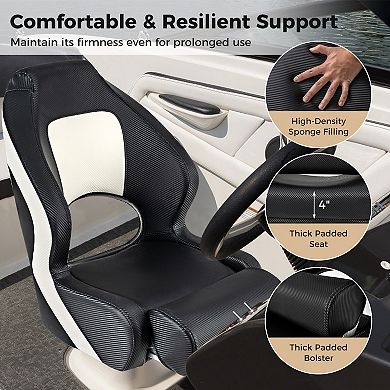Captain Bucket Seat with Waterproof PVC Leather for Sightseeing Boat-Black