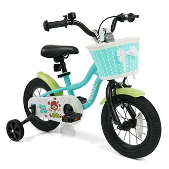 Kids Bike with Removable Training Wheels Basket Bell and 110 lb Seat for Riders From 31.5 Inches
