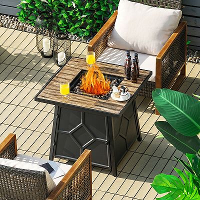 28-inch Propane Gas Fire Pit Table, 40,000 Btu With Protective Cover