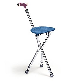 Lightweight Adjustable Folding Cane Seat With Light-blue