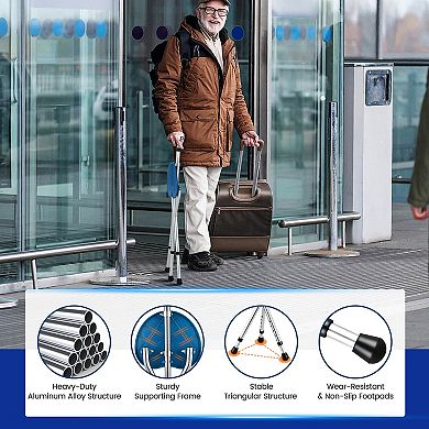 Lightweight Adjustable Folding Cane Seat With Light-blue