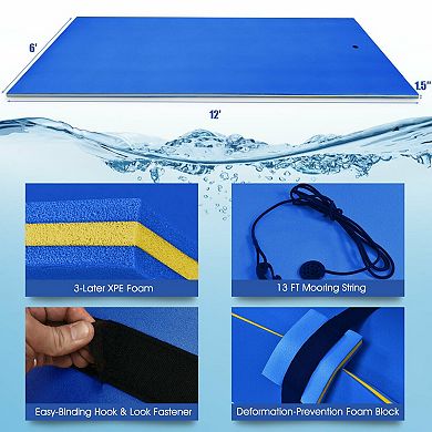 12 X 6 Feet 3 Layer Floating Water Pad-blue