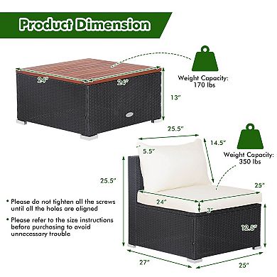 5 Piece Outdoor Furniture Set With Solid Tabletop And Soft Cushions