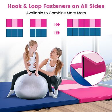 Folding Gymnastics Mat 4 Panel Exercise Mat with Handles