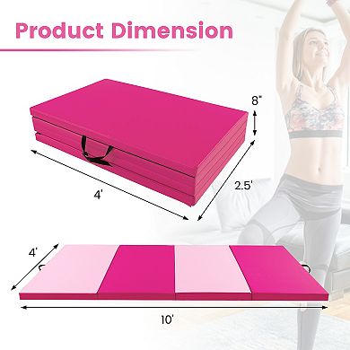 Folding Gymnastics Mat 4 Panel Exercise Mat with Handles
