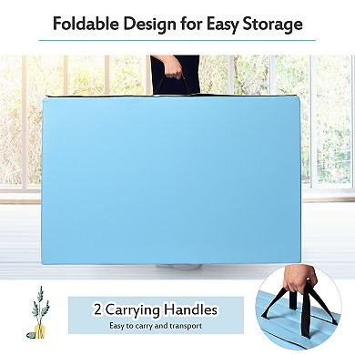 4 Feet x 10 Feet Thick Folding Panel Gymnastics Mat-Light Blue