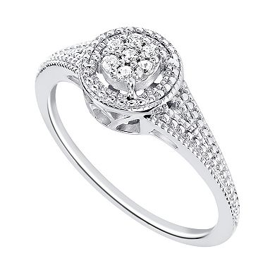 SIRI USA by TJM Sterling Silver Round Cubic Zirconia Cluster Engagement Ring