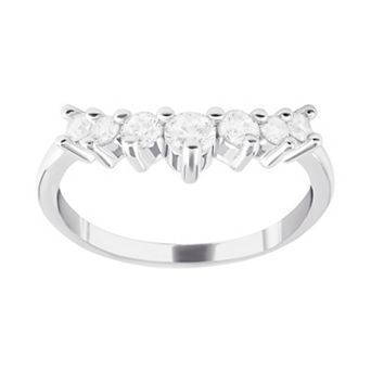 SIRI Rhodium-Plated Sterling Silver Cubic Zirconia Ring with Five Round Stones