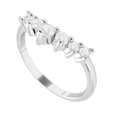 SIRI Rhodium-Plated Sterling Silver Cubic Zirconia Ring with Five Round Stones