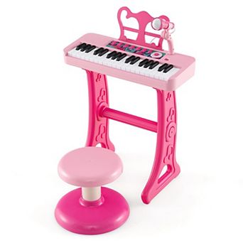 37-key Kids Piano Keyboard With Microphone-pink (ages 3+)