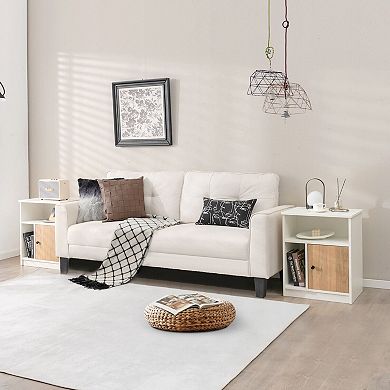 Set Of 2 Tall Nightstands With Door And Open Shelves-white