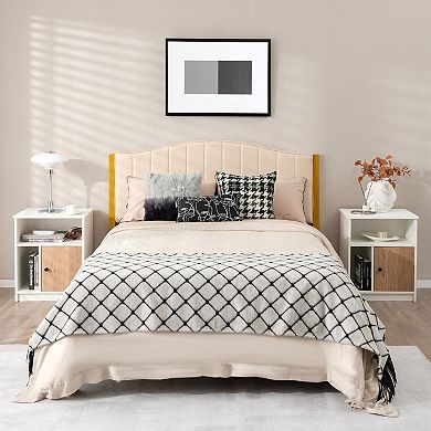 Set Of 2 Tall Nightstands With Door And Open Shelves-white