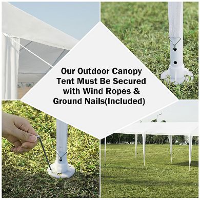 10 X 30 Feet Gazebo Canopy Tent With Connection Stakes And Wind Ropes